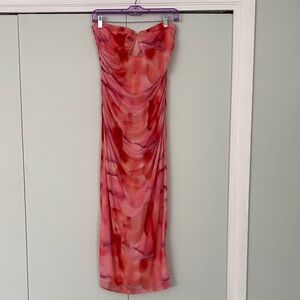 Vicci Strapless Red and Pink Dress medium